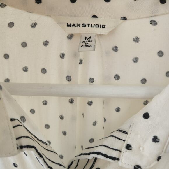 Max Studio Polka Dot Button Down Top M - Picture 5 of 7